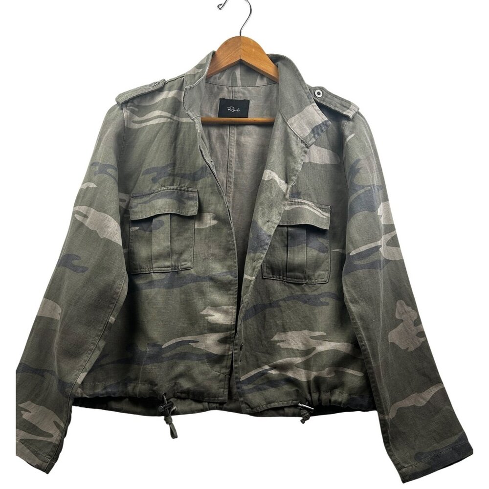 Rails Maverick Utility Jacket Sage Camo Womens Small Oversized Fit Linen Blend